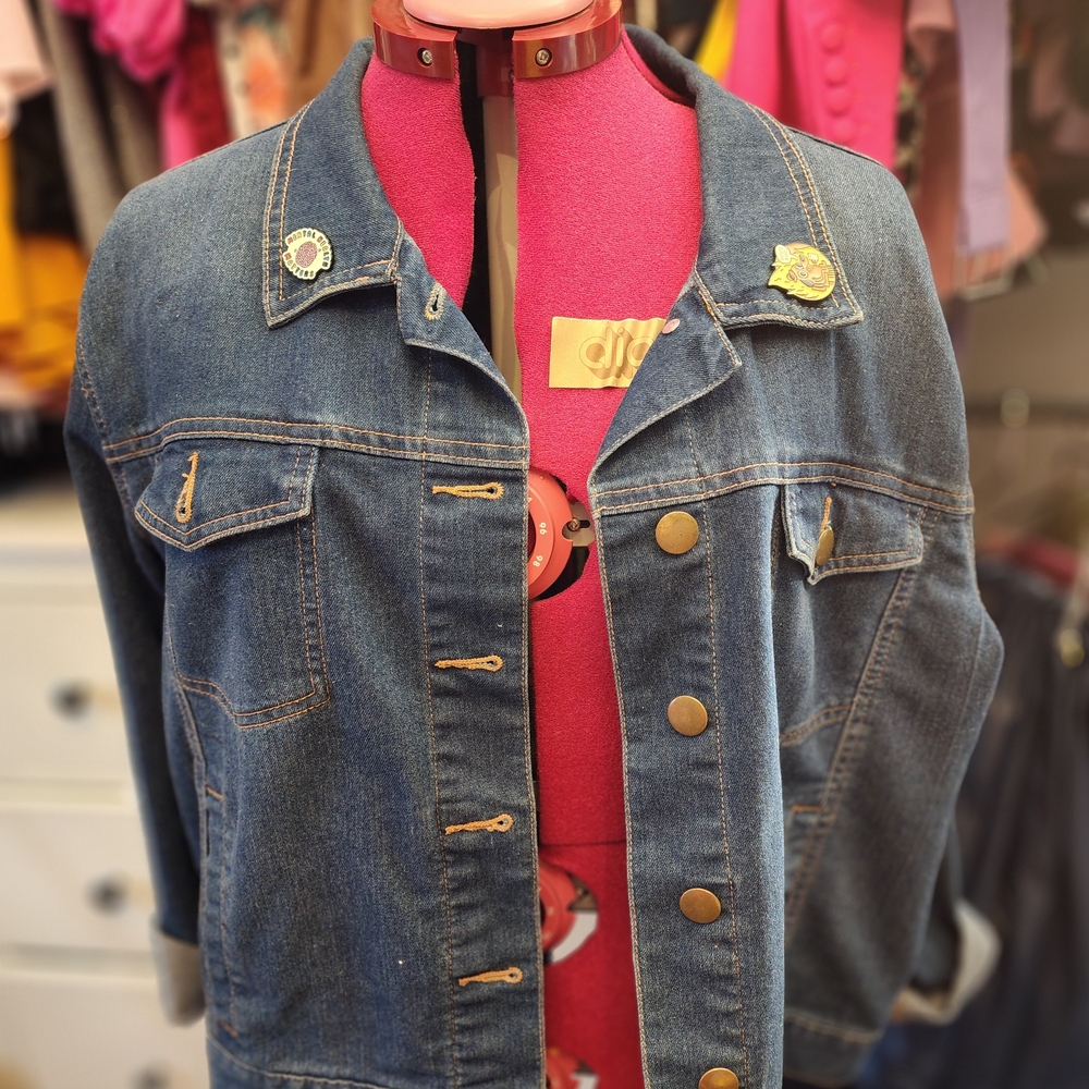 Penningtons Hand Beaded & Painted Distressed Blue Denim Jacket - Picture 3 of 3